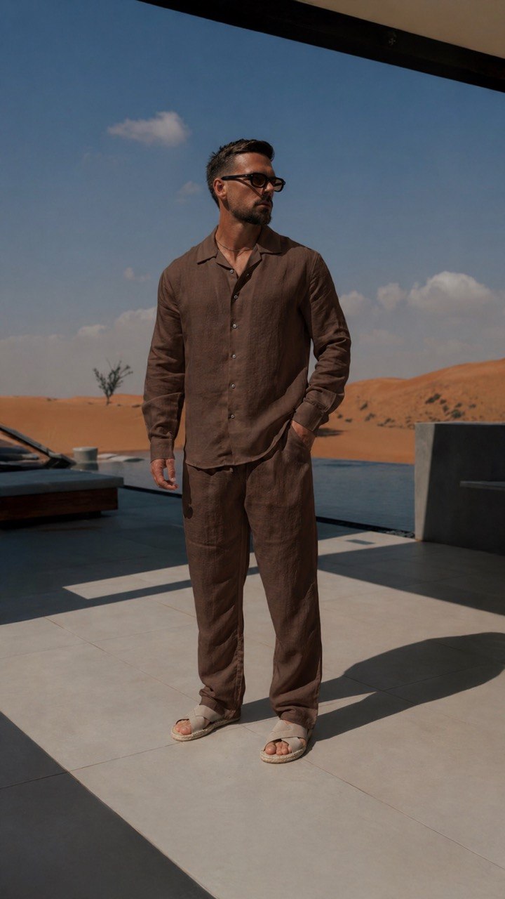 Black Premier Top & Bottom Set Of Linen, Luxury And Style
