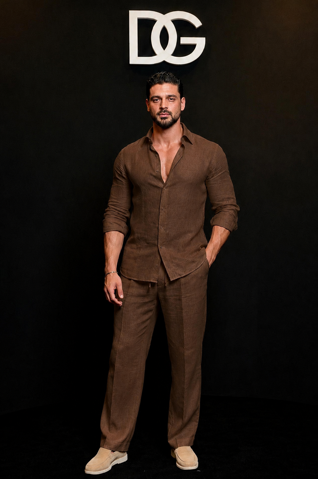 Beige Amalfi Top & Bottom Set Of Linen, Luxury And Style