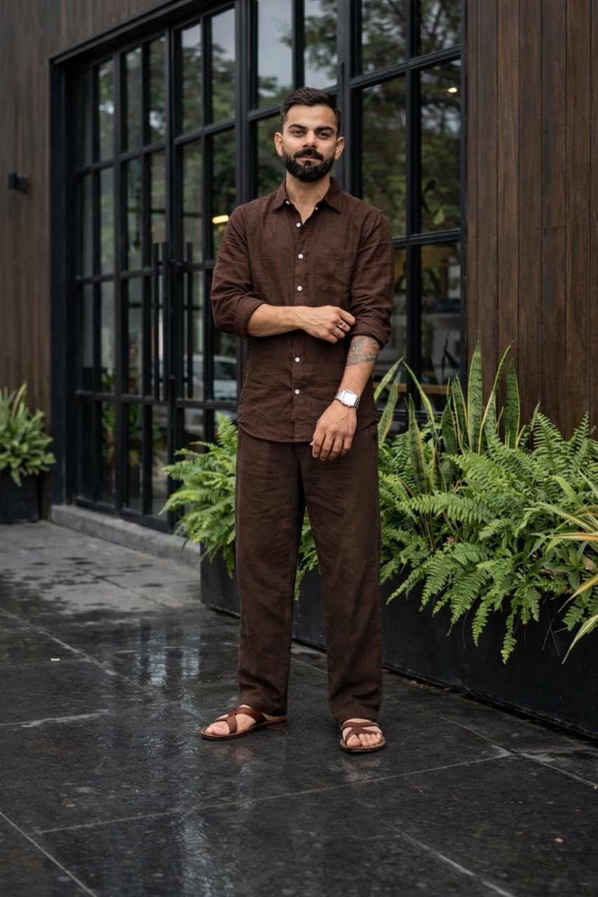 Beige Men Linen Men's Co-ord Set