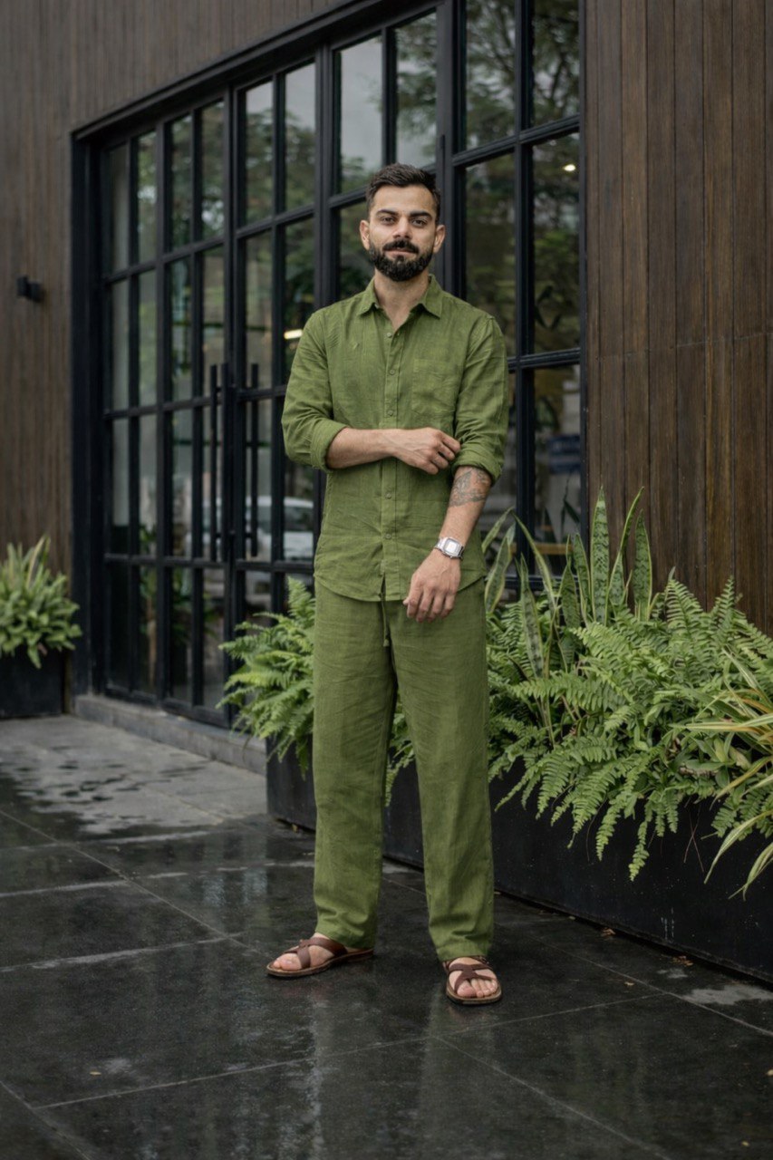 Beige Men Linen Men's Co-ord Set